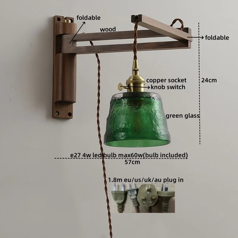 Axyaa Ceramic Walnut Wall Light Fixture Modern Style Bedroom Living Room Lamp