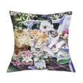 British Cat Golden Retriever Print Linen Cushion Cover - Axyaa Home Decor