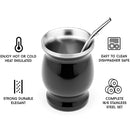 Axyaa Stainless Steel Yerba Mate Cup Set with Bombillas & Cleaning Brush