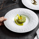 Axyaa Relief Stone Pattern Ceramic Plate Set for Dining Table and Kitchen