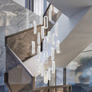 Axyaa Modern Crystal LED Chandelier for Staircase and Living Room Luxury Gold Indoor Lighting