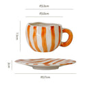 Axyaa Striped Ceramic Coffee Cup and Saucer Set - Exquisite Afternoon Tea Mug