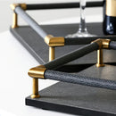 Axya Leather Nordic Handle Storage Tray for Tea Set and Groceries