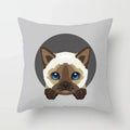 Axyaa Cute Cat Round Head Cushion Cover 45x45cm Polyester Pillowcase Square