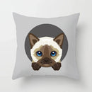 Axyaa Cute Cat Round Head Cushion Cover 45x45cm Polyester Pillowcase Square