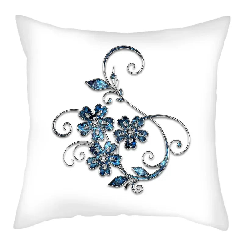 Axyaa Blue Flower Pattern Pillow Case