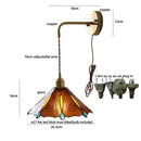 Axyaa Tiffany Yellow Glass Wall Sconce LED Light Fixture Copper Pull Chain