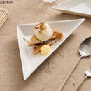 Axyaa White Ceramic Triangle Plate Set for Modern Dining & Molecular Cuisine.