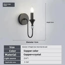 Axyaa Dual Head Crystal Brass Wall Lamp LED E14 Retro Bedroom Aisle Light