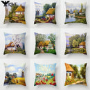 American Country Oil Painting Landscape Pillowcase by Axyaa for Home & Office Decor