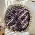 Axyaa Small Floral Rattan Chair Seat Cushion with Lace Round Design