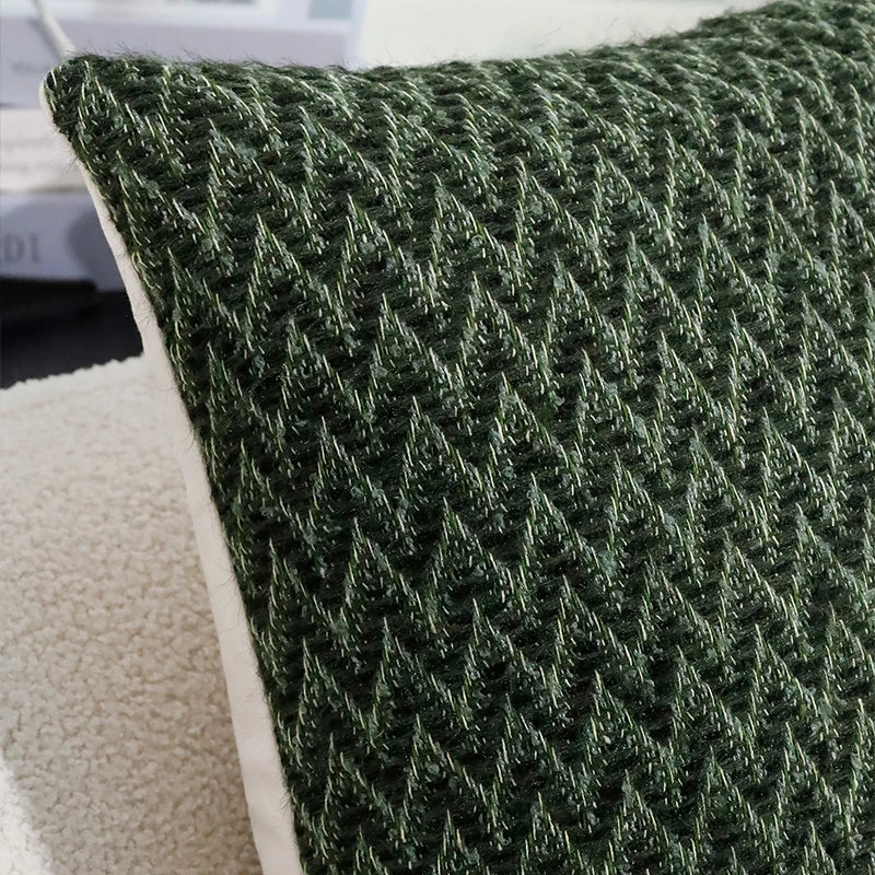 Axyaa Retro Green Geometric Wave Cushion Cover 45x45cm - Christmas Home Decoration