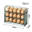 Axyaa 3-Layer Flip Egg Storage Rack for Fridge - Space Saver Egg Organizer Shelf