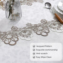 Axyaa White Floral Lace Embroidery Tablecloth - Waterproof Rectangle Table Cover