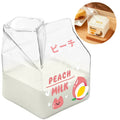 Axyaa 380ml Kawaii Milk Carton Glass Cup Strawberry Peach Theme