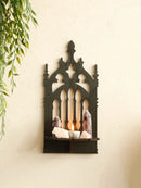 Axyaa Gothic Wooden Fence Wall Shelf Crystal Holder Room Decor