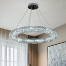 Axyaa Modern Crystal Pendant Lights Dimmable Round Steel LED Luminarias