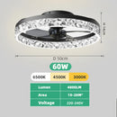 Axyaa 6-Speed Ceiling Fan with LED Light, 3-Color Wind, Home Decoration