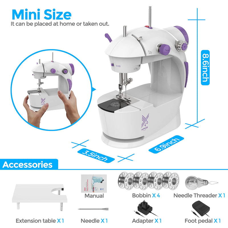 Axyaa Electric Handheld Sewing Machine, Dual Speed, LED Light, Pedal Control