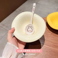 Axyaa Wave Salad Bowl Saucer - Creamy Color, Ins Style, Dishwasher Safe, Dessert Snack