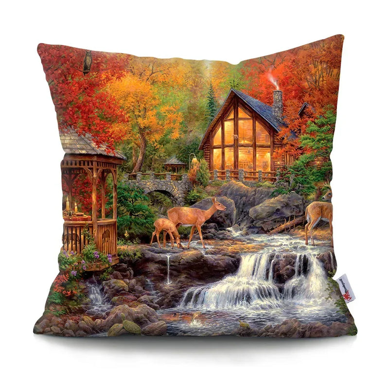 Axyaa Rustic Landscape Print Pillowcase