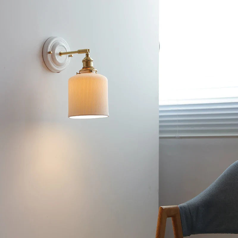 Axyaa White Ceramic Wall Lamp Modern Nordic Japanese Style LED Lighting