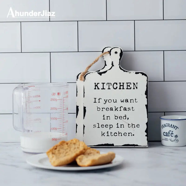 Axya Retro Wood Noodle Board for Breakfast, Letter Print, Storage Tray, Photography Props