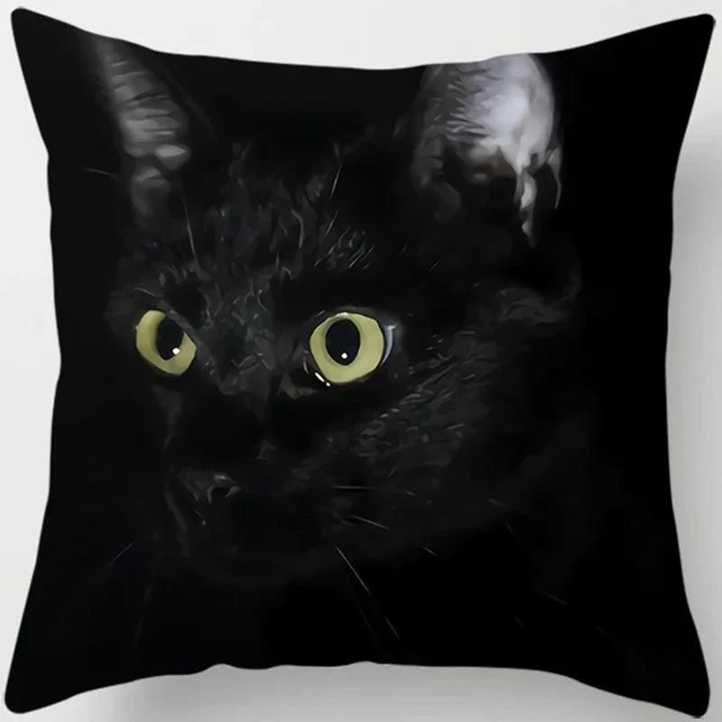 Axyaa  Black Cat Pillowcase  Decorative Square Cushion Cover 45*45cm