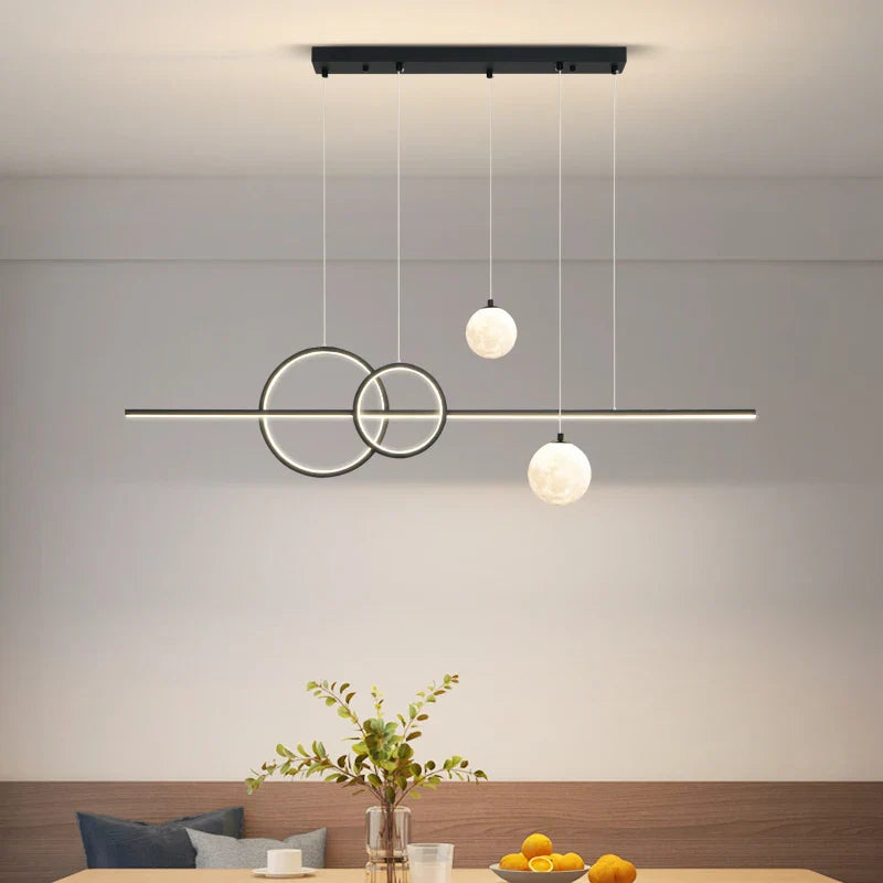 Axyaa Nordic Minimalist Dining Table Chandelier - Modern Black & White LED Pendant Lights