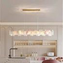 Axyaa Modern French Dining Table with Crystal Chandelier