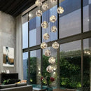 Axyaa Glass Ball LED Spiral Chandelier - Modern Lighting for Home, Restaurant, Hotel