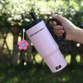 Axyaa 750ml Stainless Steel Vacuum Bottle with Straw Handle - Cute Large Thermos for Office, Travel