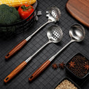 Axyaa Stainless Steel Wooden Handle Soup Spoon Colander Skimmer - Kitchen Tableware