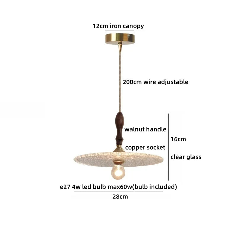 Axyaa Clear Glass LED Pendant Light with Adjustable Copper Socket for Modern Decor