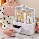 Axyaa Countertop Cosmetic Organizer with Lid, Drawer - Waterproof, Dustproof Skincare Storage