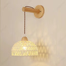 Axyaa Wooden Rattan Wall Lamp for Bedroom Living Room Decor Lighting