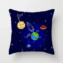 Axyaa Space Cat Moon Cushion Cover Universe Sun Planet Rocket Pillowcase