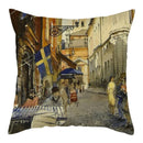 Axyaa Printed Landscape Cotton Linen Pillow Cover for Home Decor 45x45cm