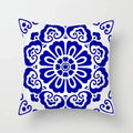 Axyaa Blue Geometric Floral Printed Pillow Case - Soft Cushion Cover