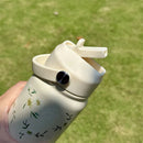 Axyaa Vintage Floral Thermos Bottle with Large Capacity and Handle