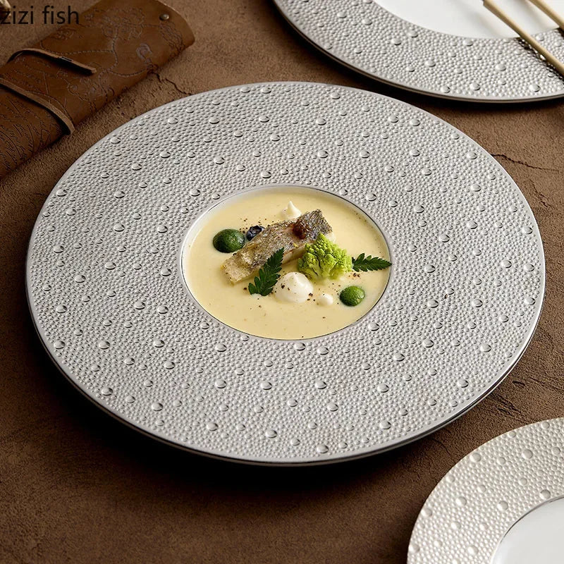 Axya Ceramic Dinner Plate Set - Restaurant Steak Dessert Pasta Soup Tableware