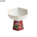 Axyaa Ceramic Hexagonal High Footed Bowl - Elegant Dessert & Snack Bowl