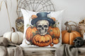 Pink Pumpkin with Bow Cushion Cover for Halloween Decor by Axyaa