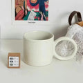 Axyaa Ceramic Round Handle Mugs White Black Splash-ink Tea Milk Water Cup