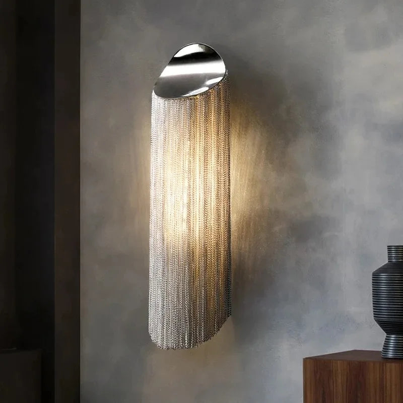 Luxury Silver & Gold Tassel Wall Sconces by Axyaa for Modern Hotel Bedroom