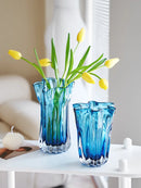 Axyaa Blue Glass Vases, Ornaments, Fresh Flowers, Water - Light Luxury Arrangement