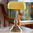 Axyaa Vintage Banker Desk Lamp with Green Glass Lampshade