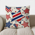 Axyaa Patriotic Stars & Heart Throw Pillow Cover for Sofa, Bedroom, Car