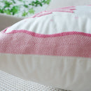 Axyaa Pink Bow Embroidery Flannel Pillowcase - Soft Polyester Sofa Cushion Cover