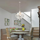 Axyaa Retro White Wood Chandelier for Coffee Bar Dining Living Room